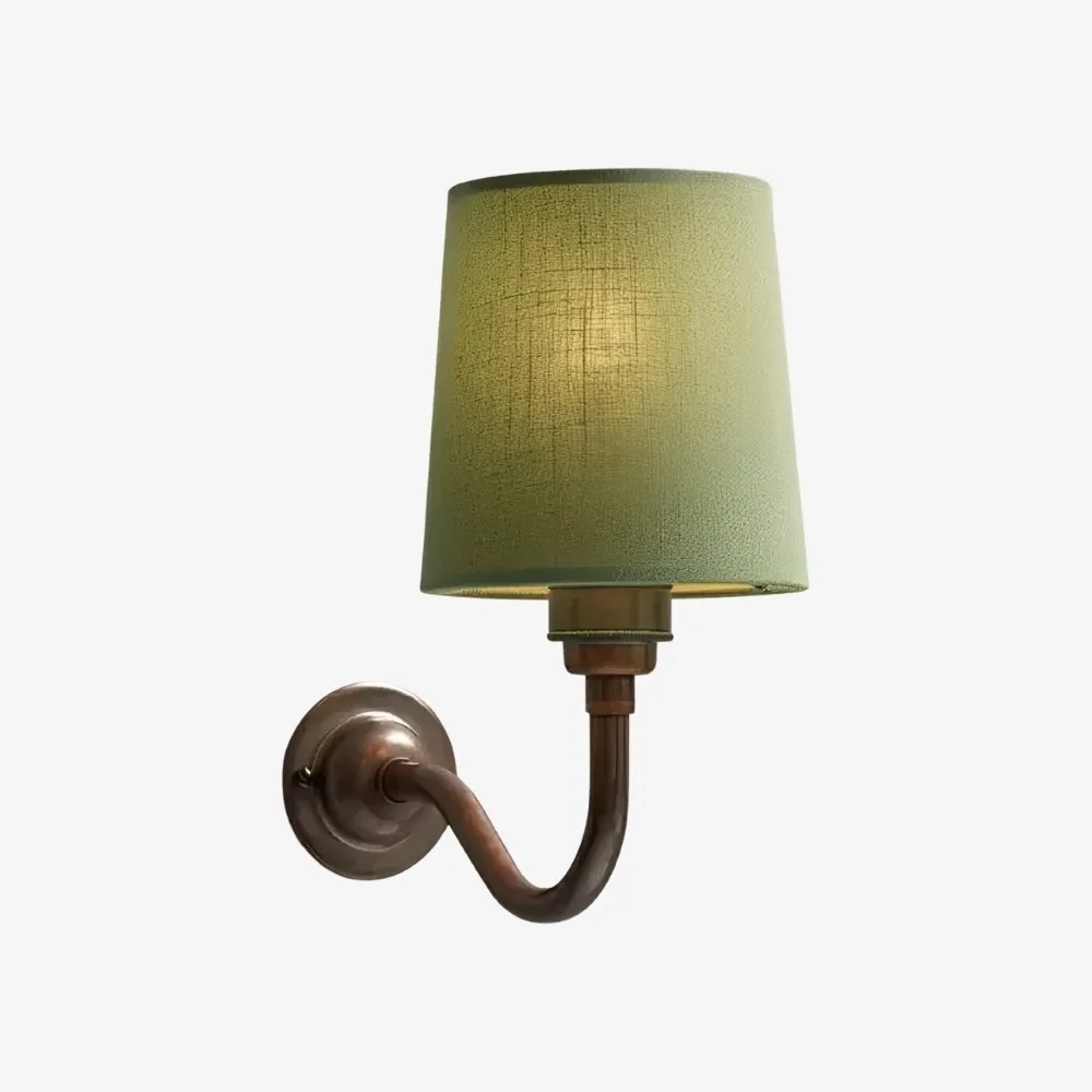 Vintage Cottaloy wandlamp met gebogen arm en stoffen bekleding voor de woonkamer of slaapkamer HL3579