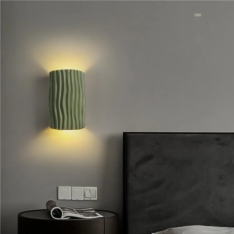 Cilinder geribbelde wandlamp van hars HL224