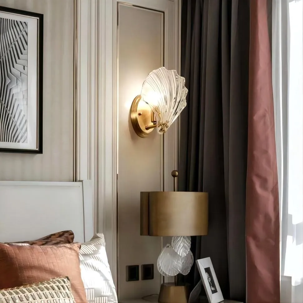 Moderne glazen design wandlamp in schelpvorm HL61