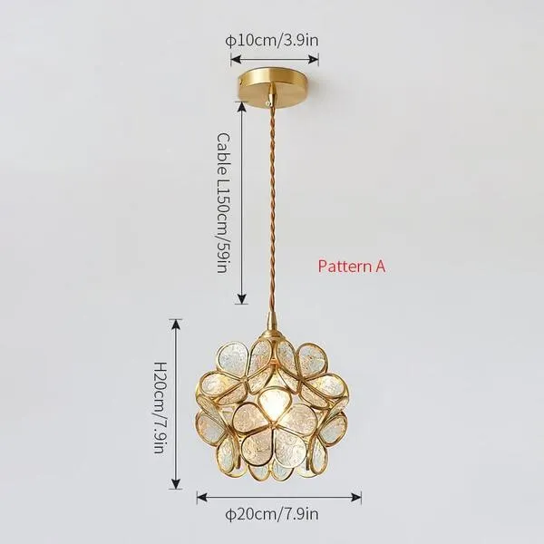Romantische handgeblazen glazen bloemblad hanglamp HL47