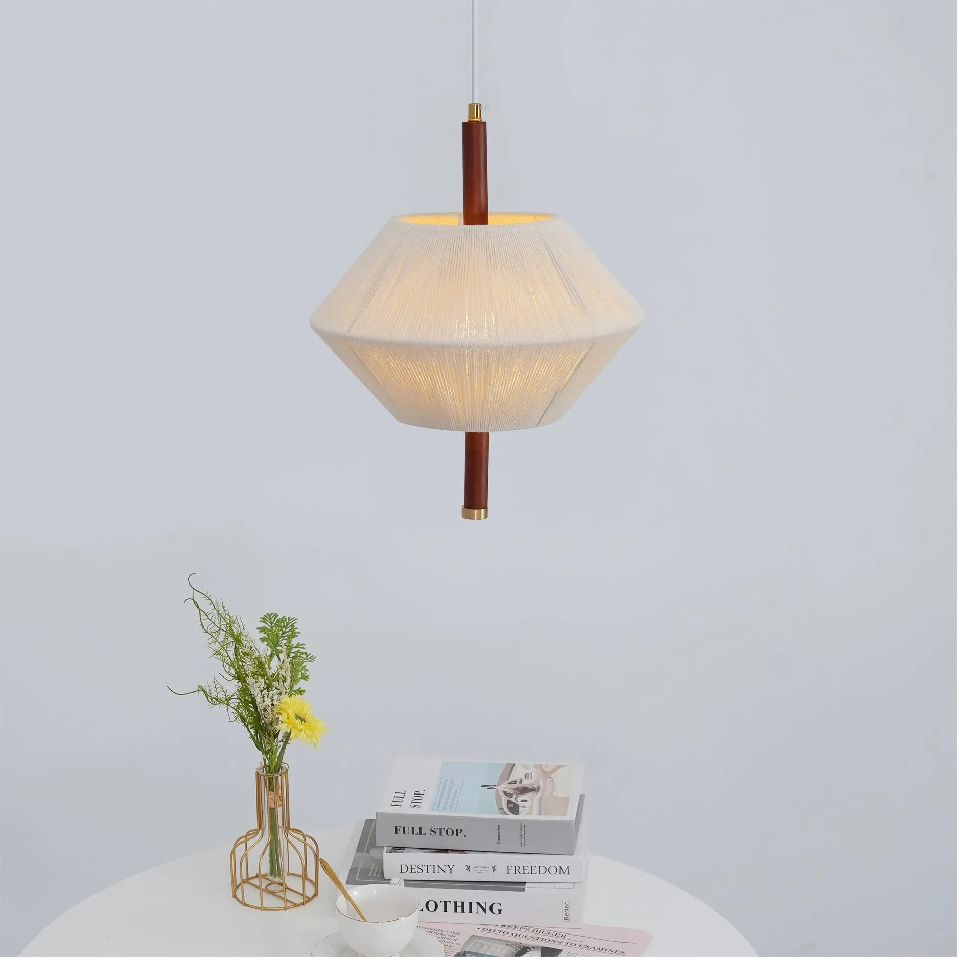 Japanse Wabi-Sabi-stijl geweven stoffen hanglamp HL880