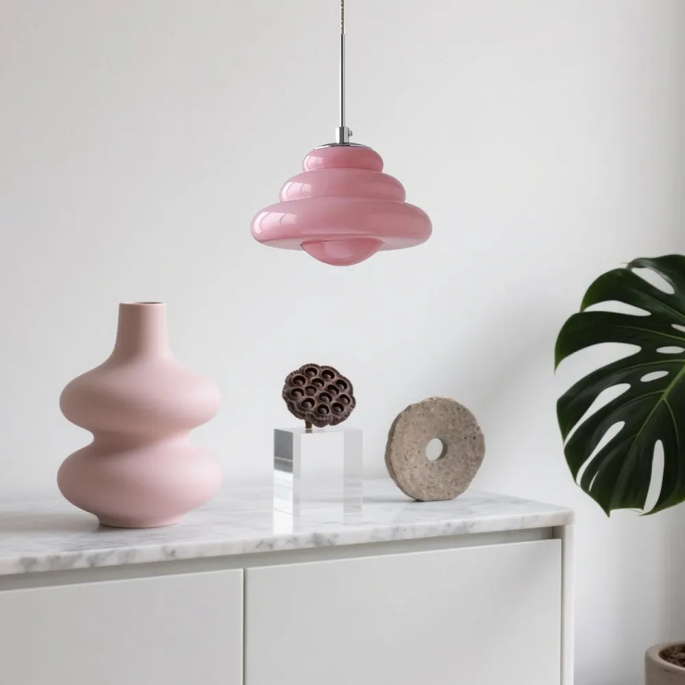 Art Deco glazen hanglamp - Bauhaus Donut kleurrijk ontwerp HL1334