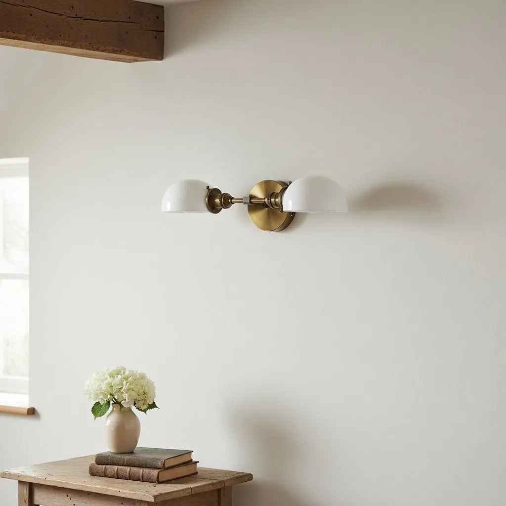 Ornato Luxe Mid-Century Vanity Light - Badkamerarmatuur van messing met opaalglas HL1688