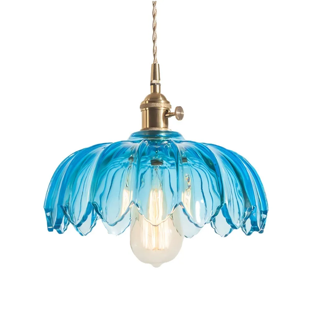 Vintage rustieke bloemblaadjesknoppen glazen hanglamp HL201