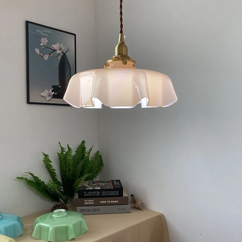 Retro Glazen Bloem Crème Hanglamp HL183