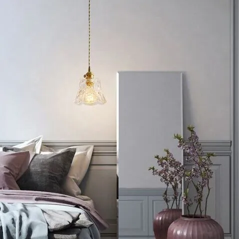 Antiek helder geribbeld glas Slaapkamer keuken hanglamp HL48