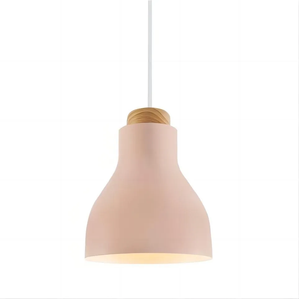 Nordic cilinder hanglamp met houten kop HL197