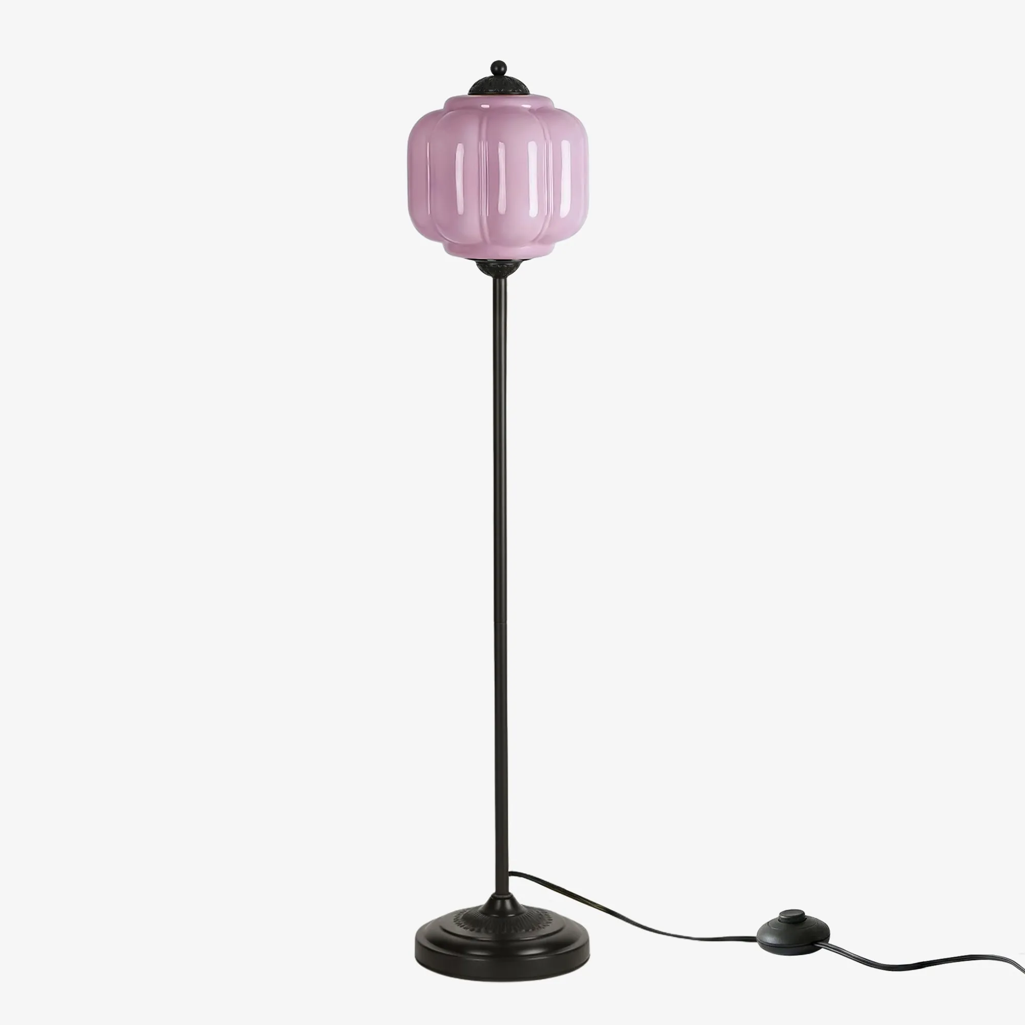 Eloise Vloerlamp van getextureerd glas in pompoenvorm - Organisch artistiek ontwerp en retrostijl voor de woonkamer HL2510
