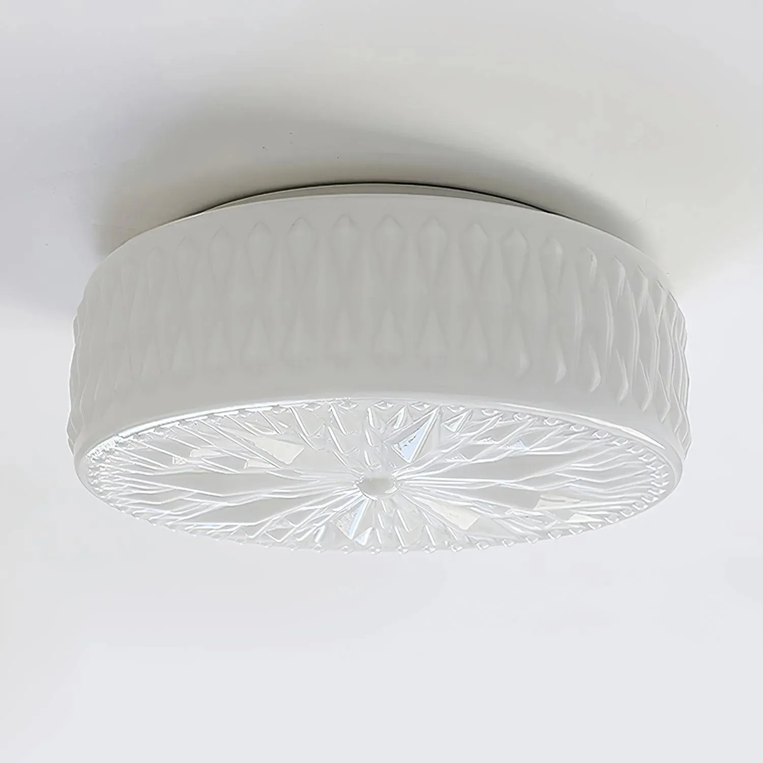 Vintage gebeeldhouwde glazen schijfplafondlamp HL194