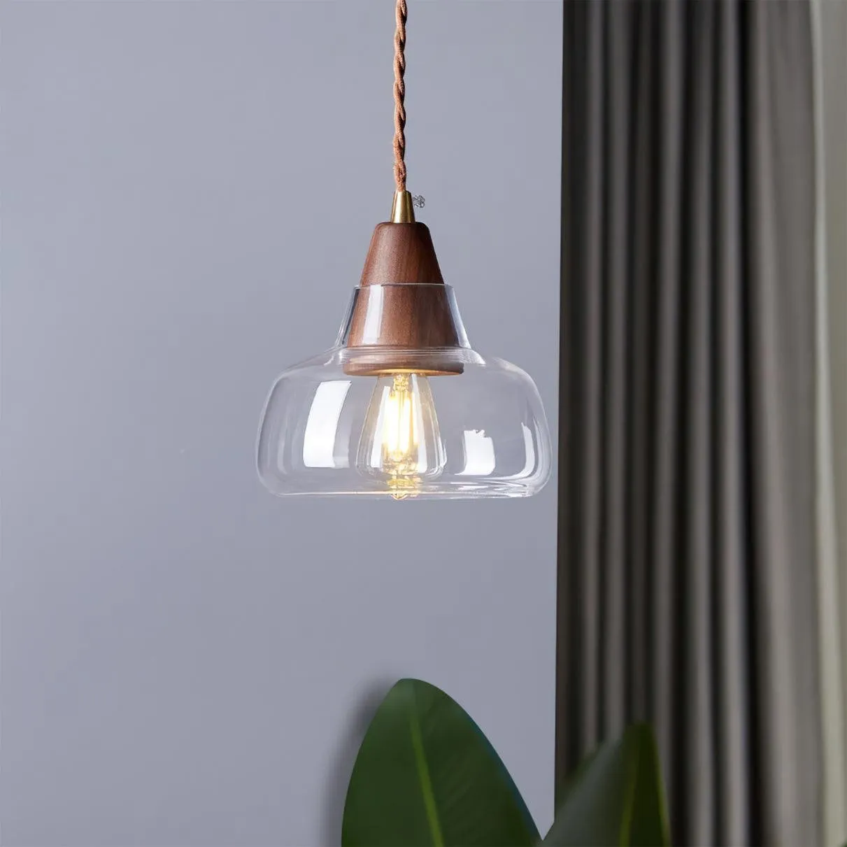 Hanglamp van notenhoutglas HL915