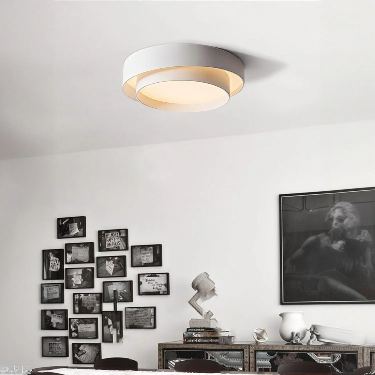 Dubbele ronde schijf Melody plafondlamp HL165