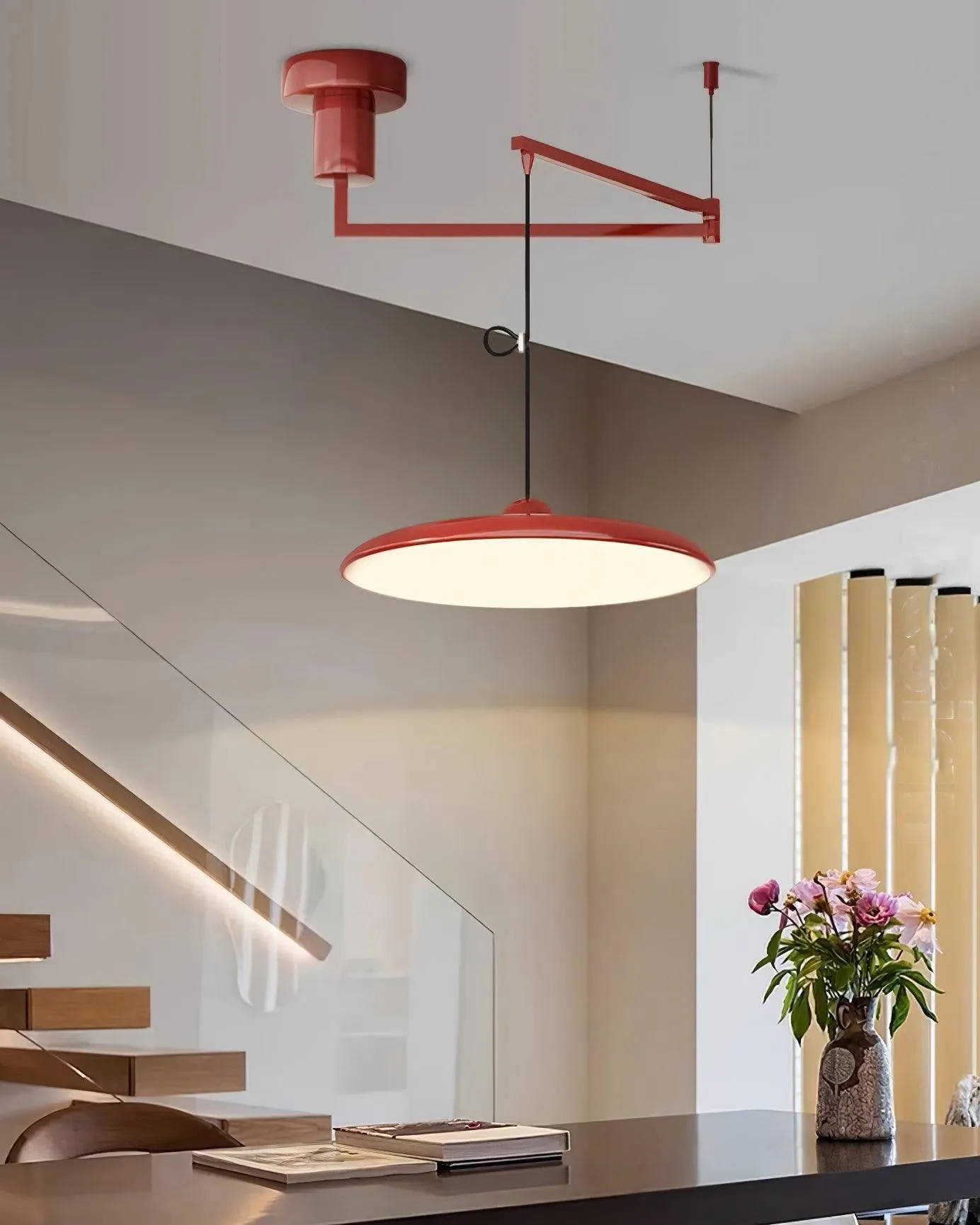 Eenvoudige moderne verstelbare hanglamp met zwenkarm HL885