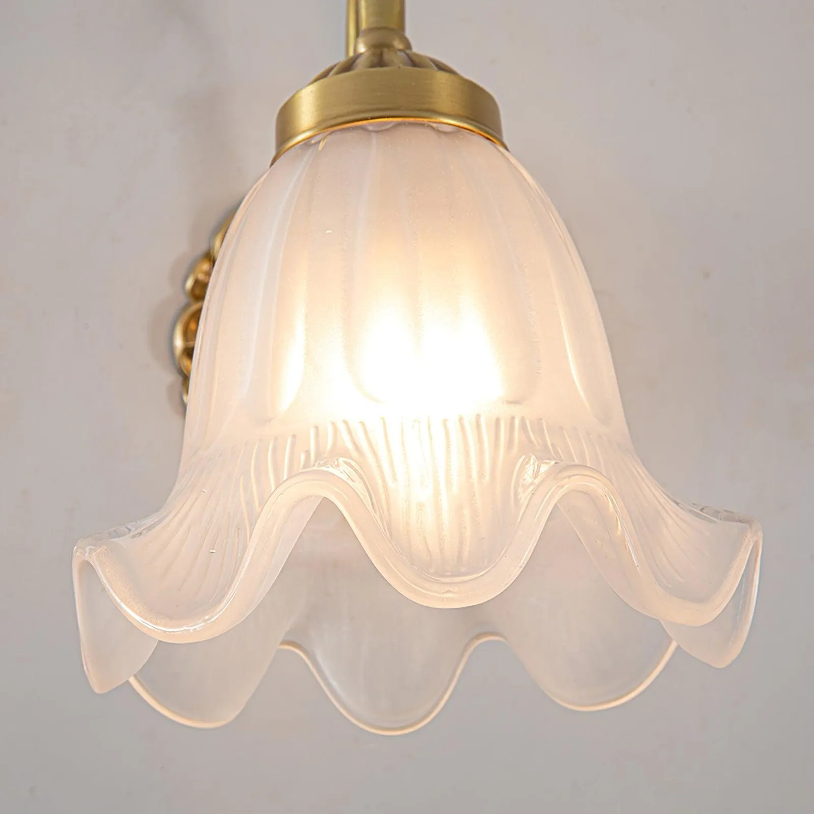 Nordic Modern Retro Elegant Bloem Messing Glas Wandlamp HL393