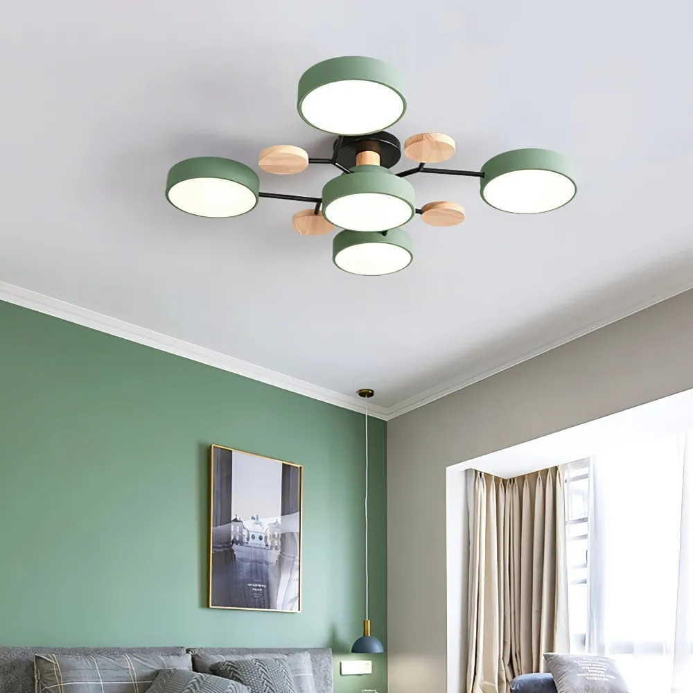Nordic Vertakte Schijf LED Warm Witte Plafondlamp HL314