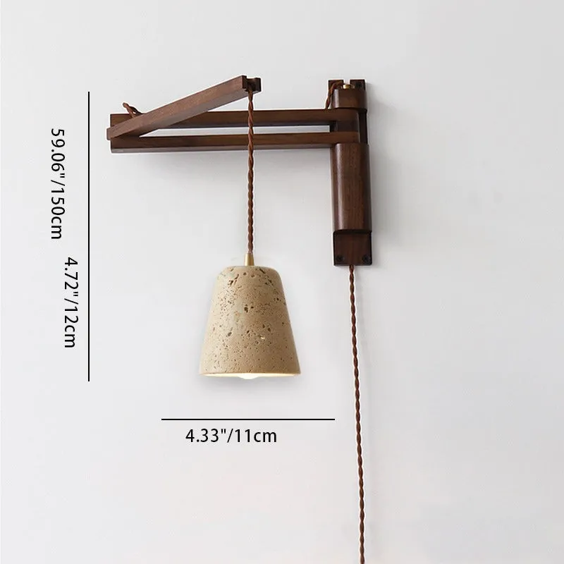 Traditionele Japanse houten travertijn bolvormige intrekbare opvouwbare wandlamp HL1111