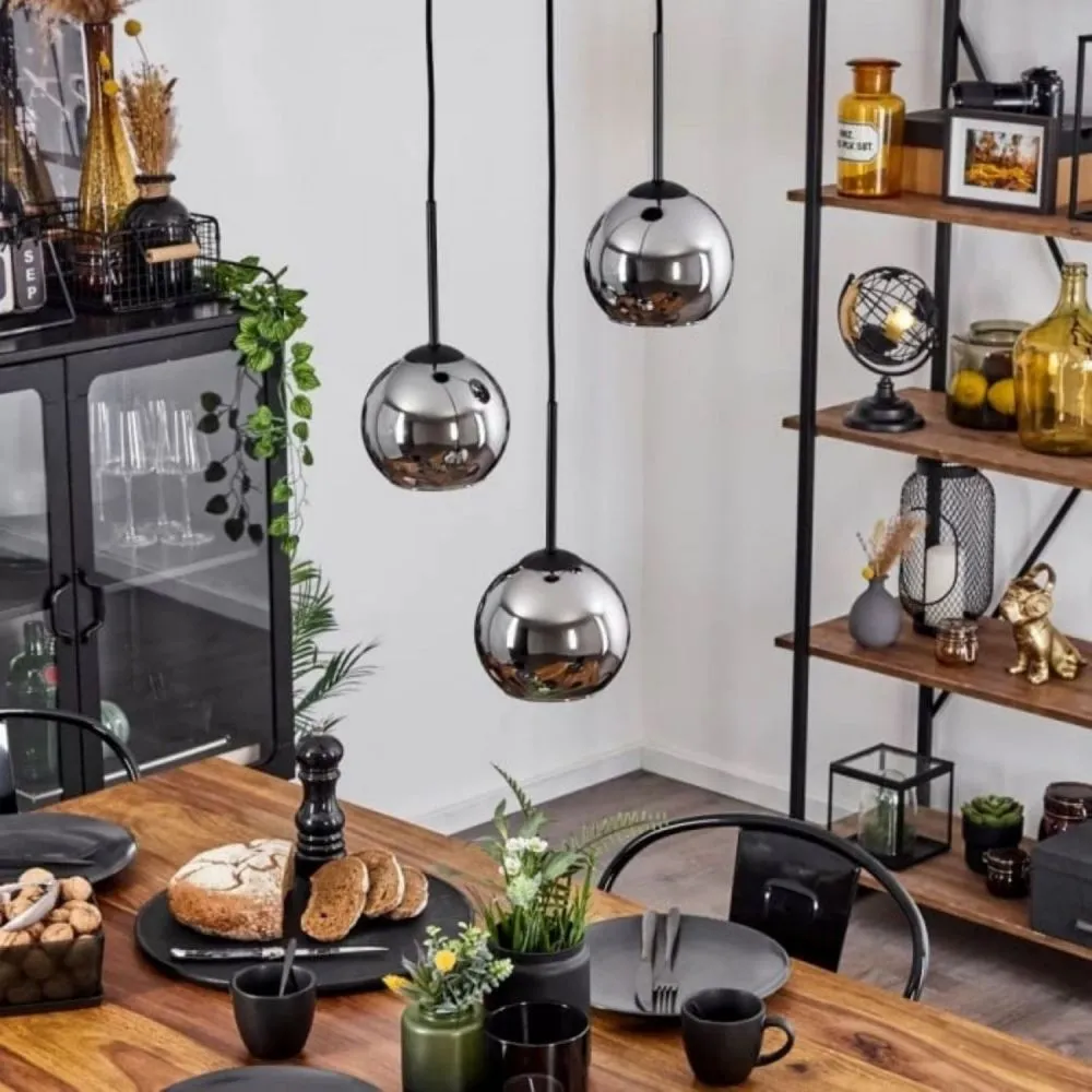 Koyoto rookgrijze glazen bol hanglamp