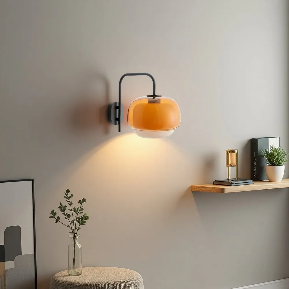 Clinco Wandlamp van gekleurd glas - Dubbele bolvormige lamp in de vorm van een paddenstoel HL1097