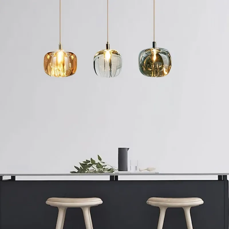 Cubie kroonluchter rookglas bol hanglamp voor kookeiland