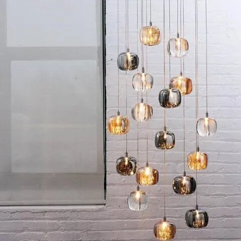 Cubie kroonluchter rookglas bol hanglamp voor kookeiland
