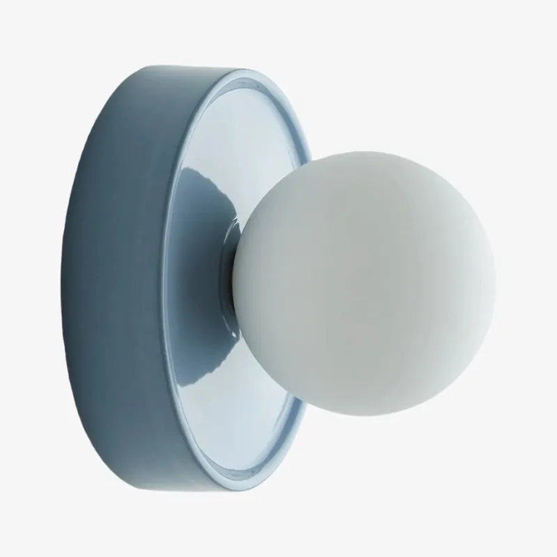 Solna ronde glazen wandlamp met keramische voet - minimalistische verlichting voor slaapkamer of hal HL1932