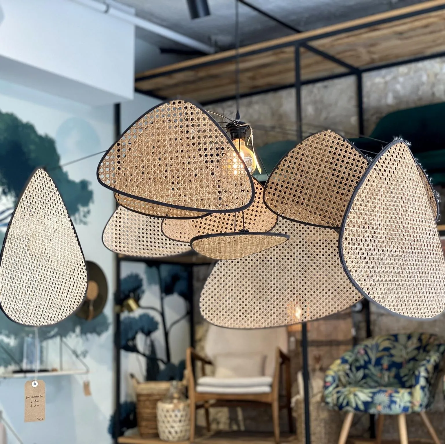 Natuurlijk Rotan Hanglamp Screen Cannage