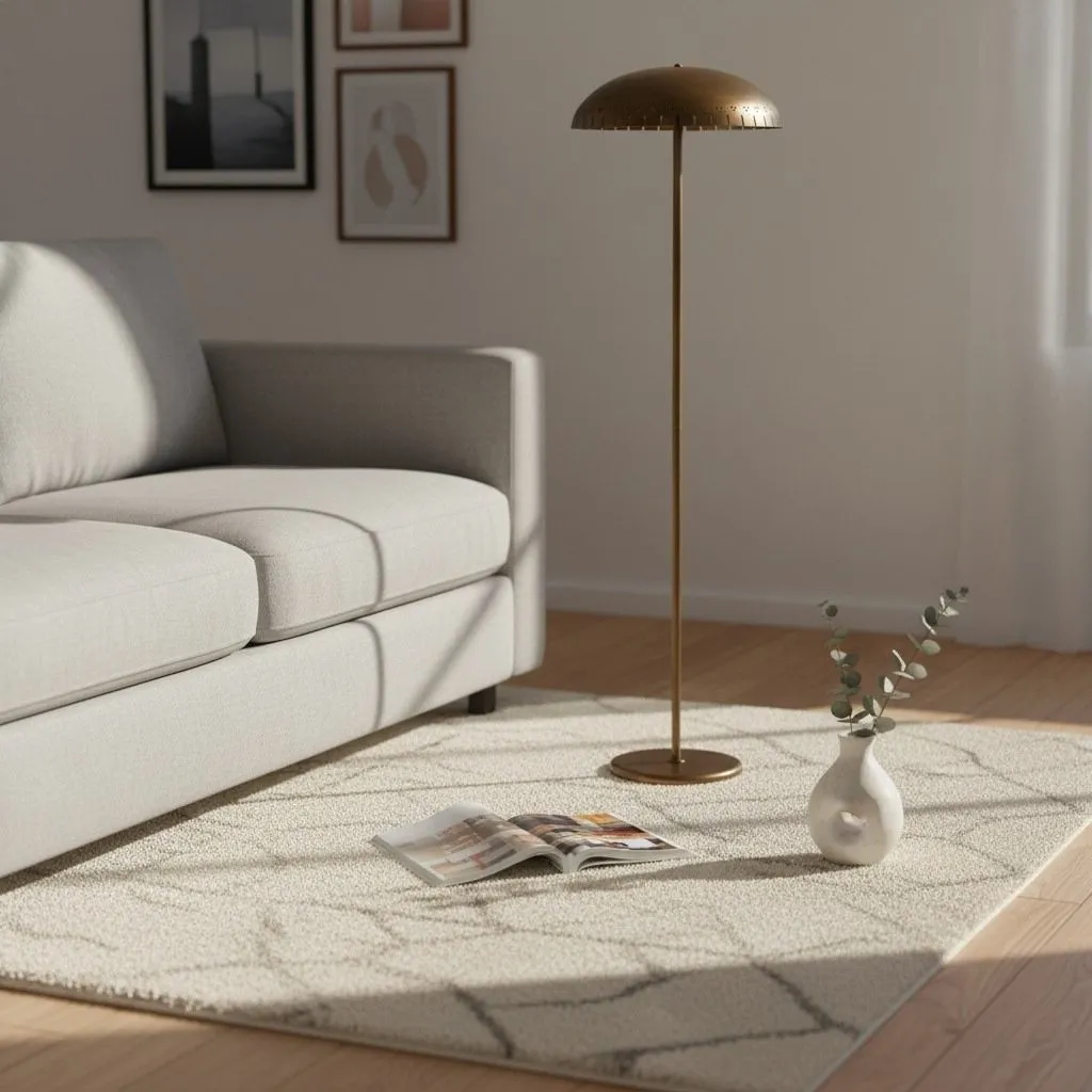 Lustrona metalen staande vloerlamp - moderne accentlamp met halfronde kap voor een stijlvolle inrichting van uw huis HL1855