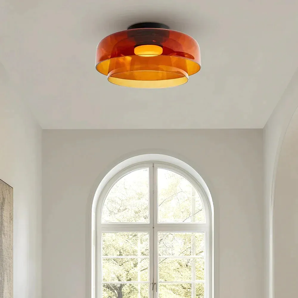 Scandinavische Glazen Schijf Plafondlamp - Noordse Macaron-stijl Lamp voor Woonkamers HL204