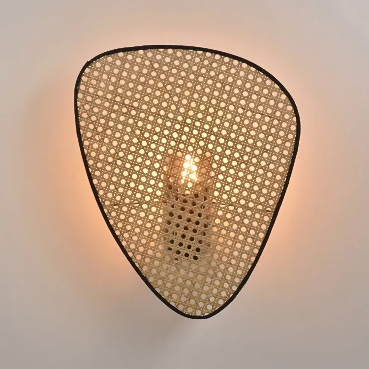 Rustieke Scherm Rotan Wandlamp HL259