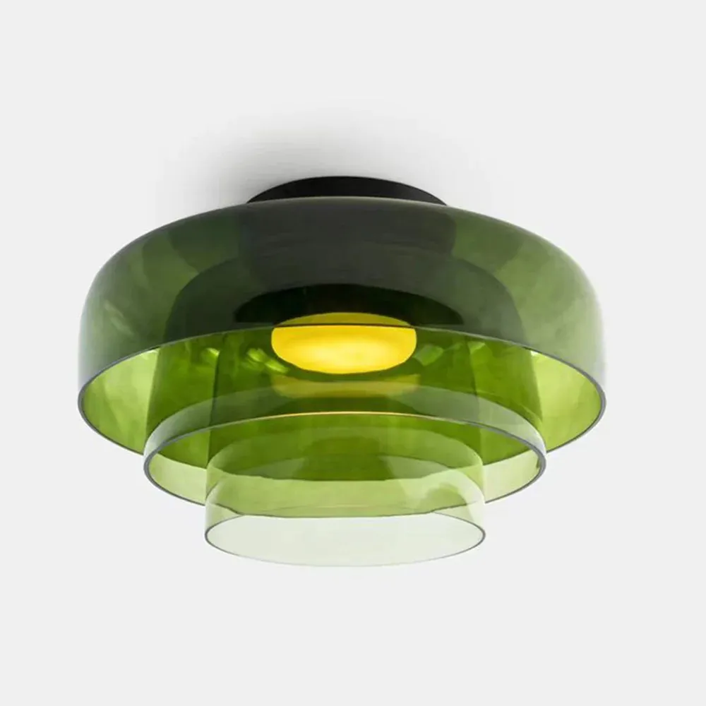 Scandinavische Glazen Schijf Plafondlamp - Noordse Macaron-stijl Lamp voor Woonkamers HL204