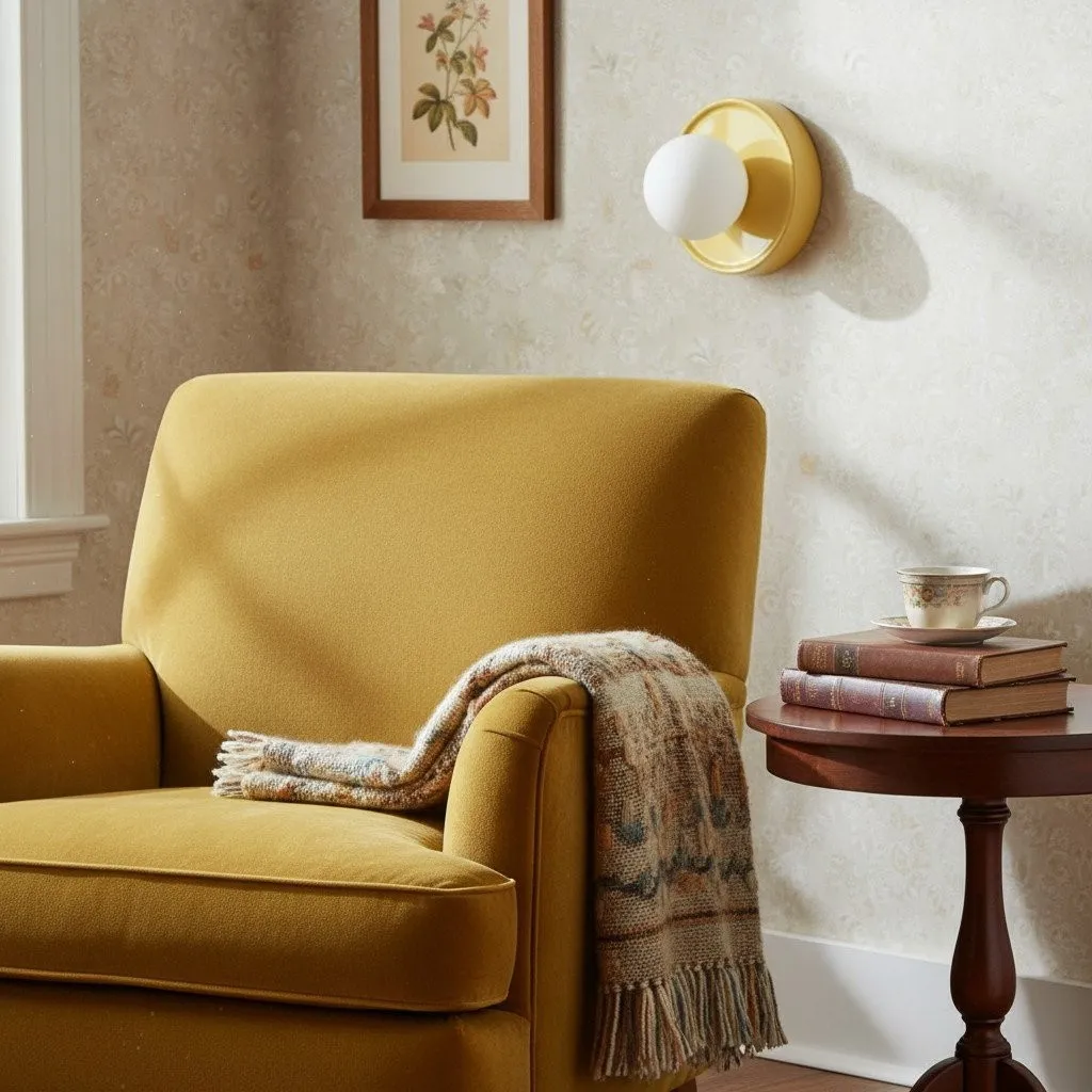 Solna ronde glazen wandlamp met keramische voet - minimalistische verlichting voor slaapkamer of hal HL1932