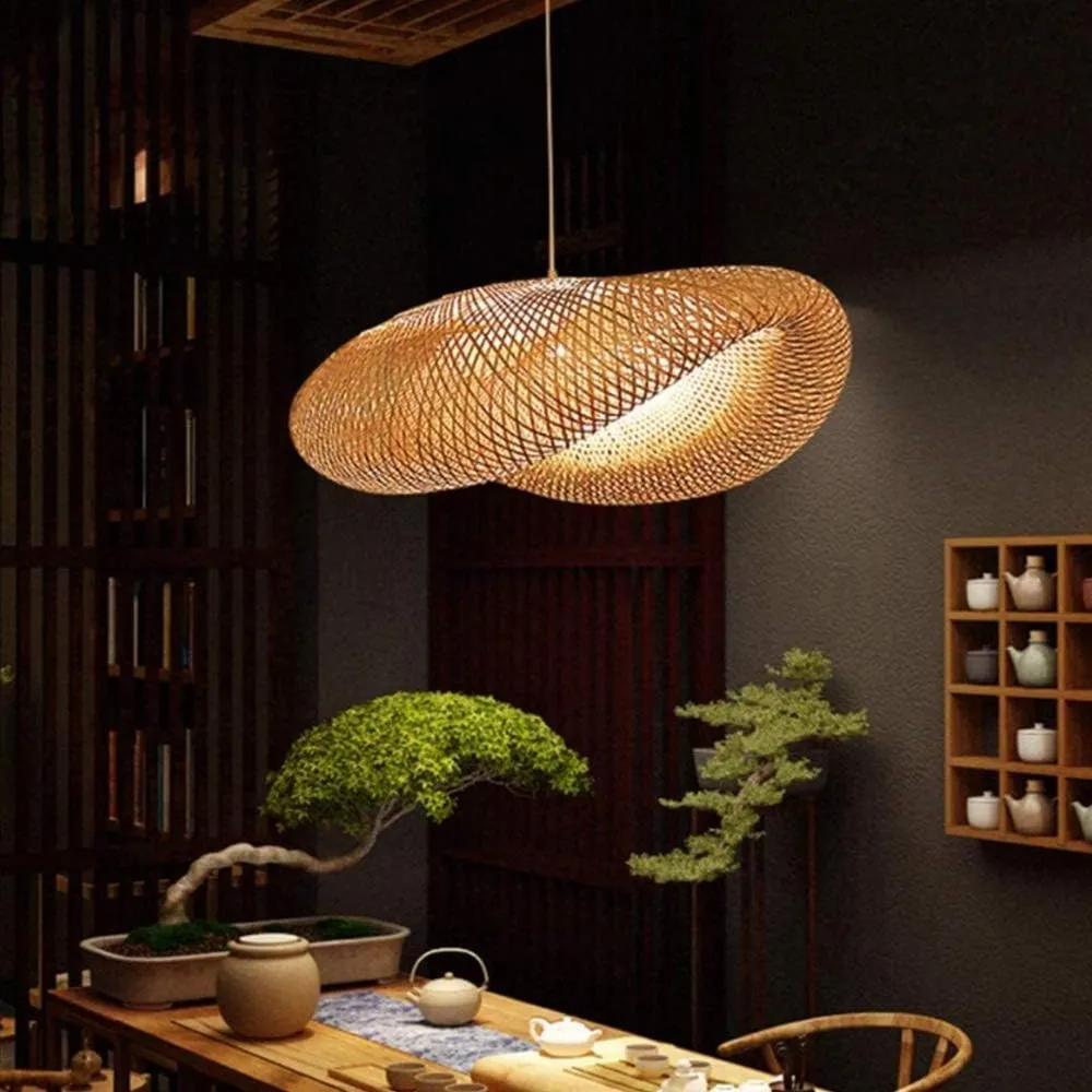 Rustieke bamboe rotan hanglamp voor woonkamer HL10