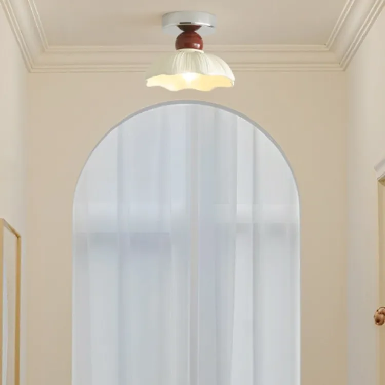 Nordic Retro Bloemblaadje Crème Plafondlamp HL229