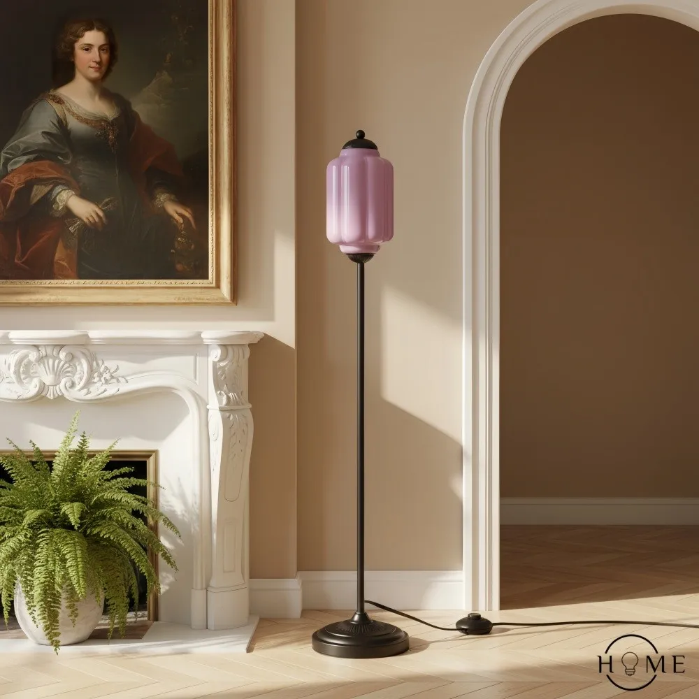 Eloise Vloerlamp van getextureerd glas in pompoenvorm - Organisch artistiek ontwerp en retrostijl voor de woonkamer HL2510