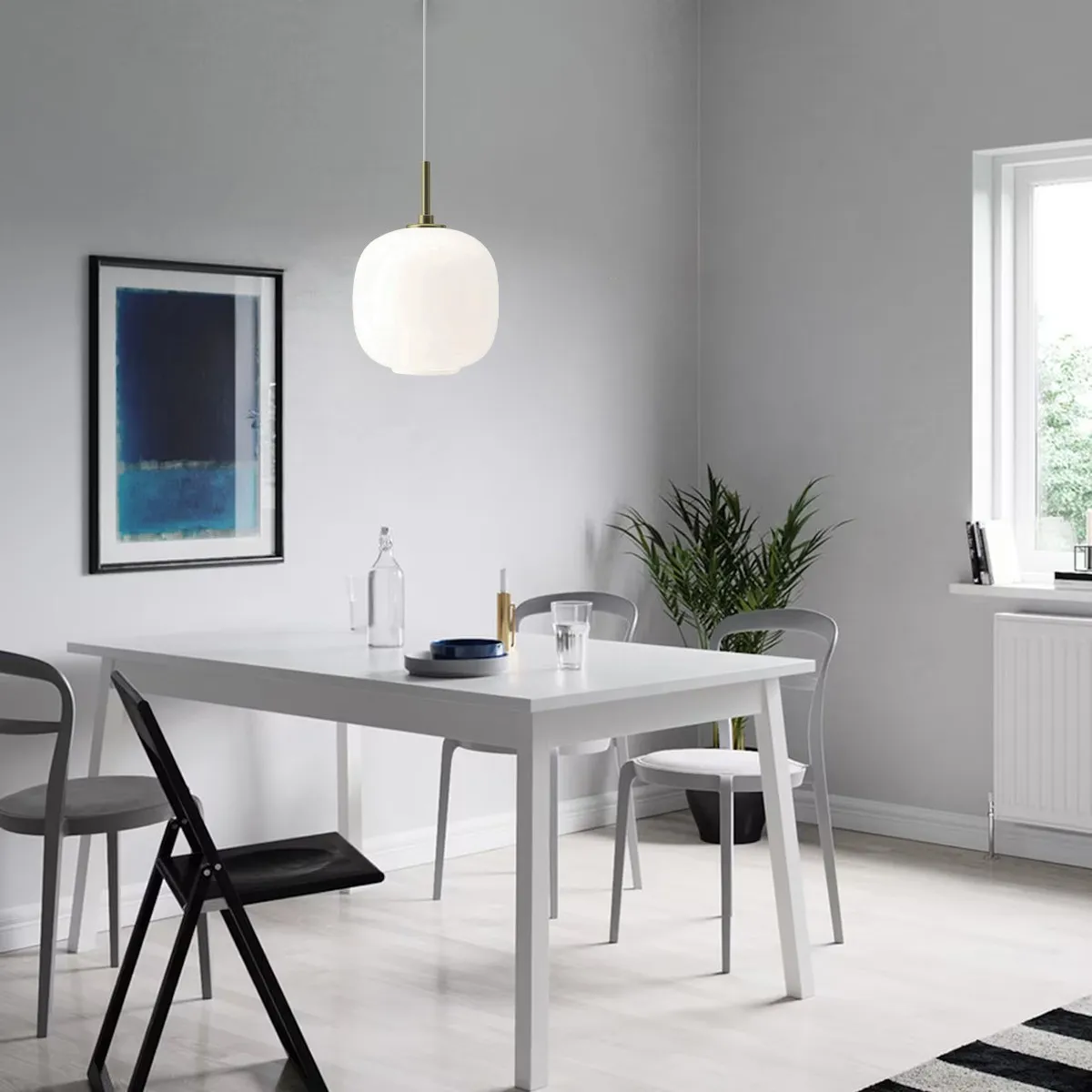 Moderne Opal Glass Orb Hanglamp HL276