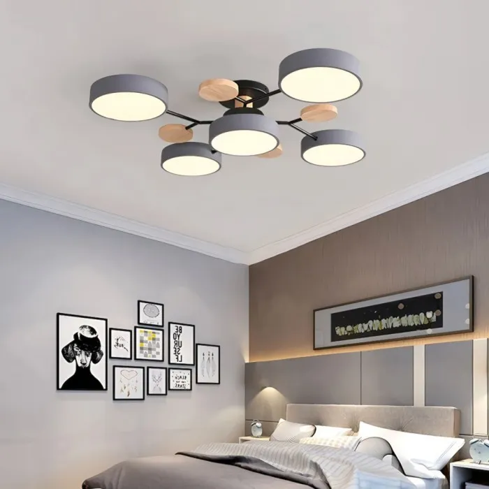 Nordic Vertakte Schijf LED Warm Witte Plafondlamp HL314