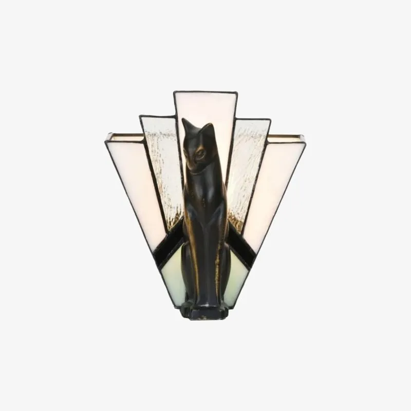 TF Felix Tafellamp - Art Deco Design met Glazen Kap en Kattenbeeldje voor Woonkamer of Slaapkamer HL2183