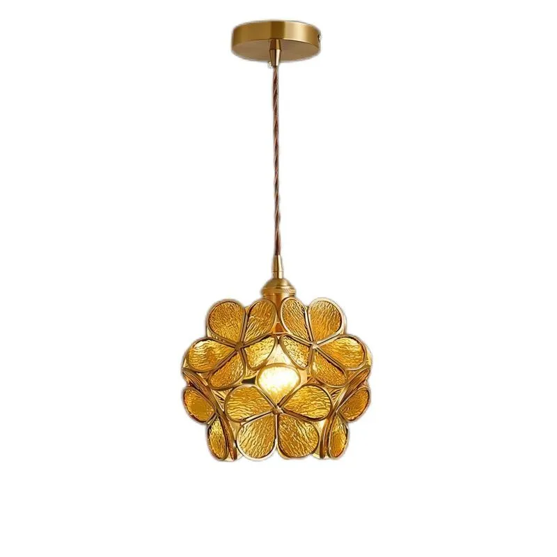 Romantische handgeblazen glazen bloemblad hanglamp HL47