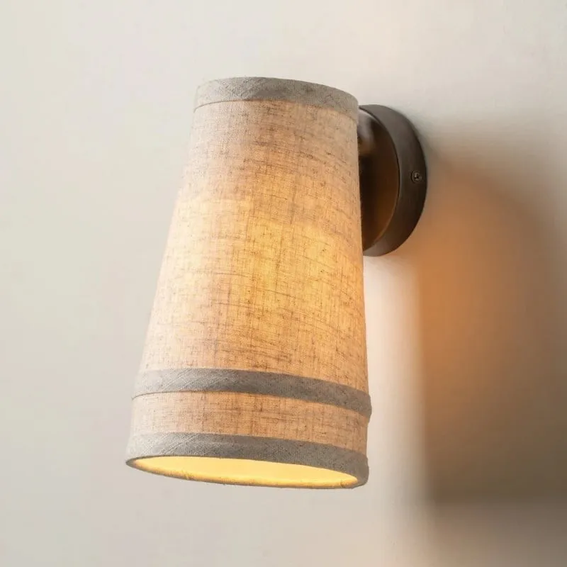 Zalen wandlamp met linnenstructuur in bronskleur - Zachte retro wandlamp voor leeshoek HL1912