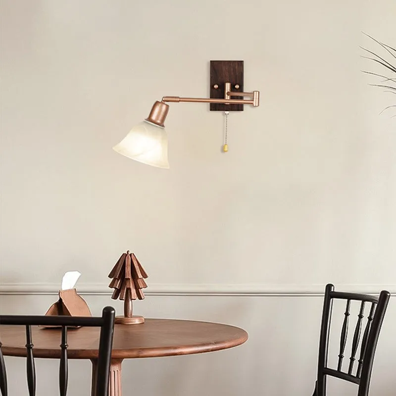 Franse ijzeren glazen bloemenwandlamp met zwenkarm en rits HL1087