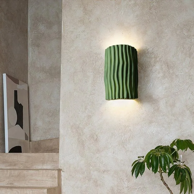Cilinder geribbelde wandlamp van hars HL224