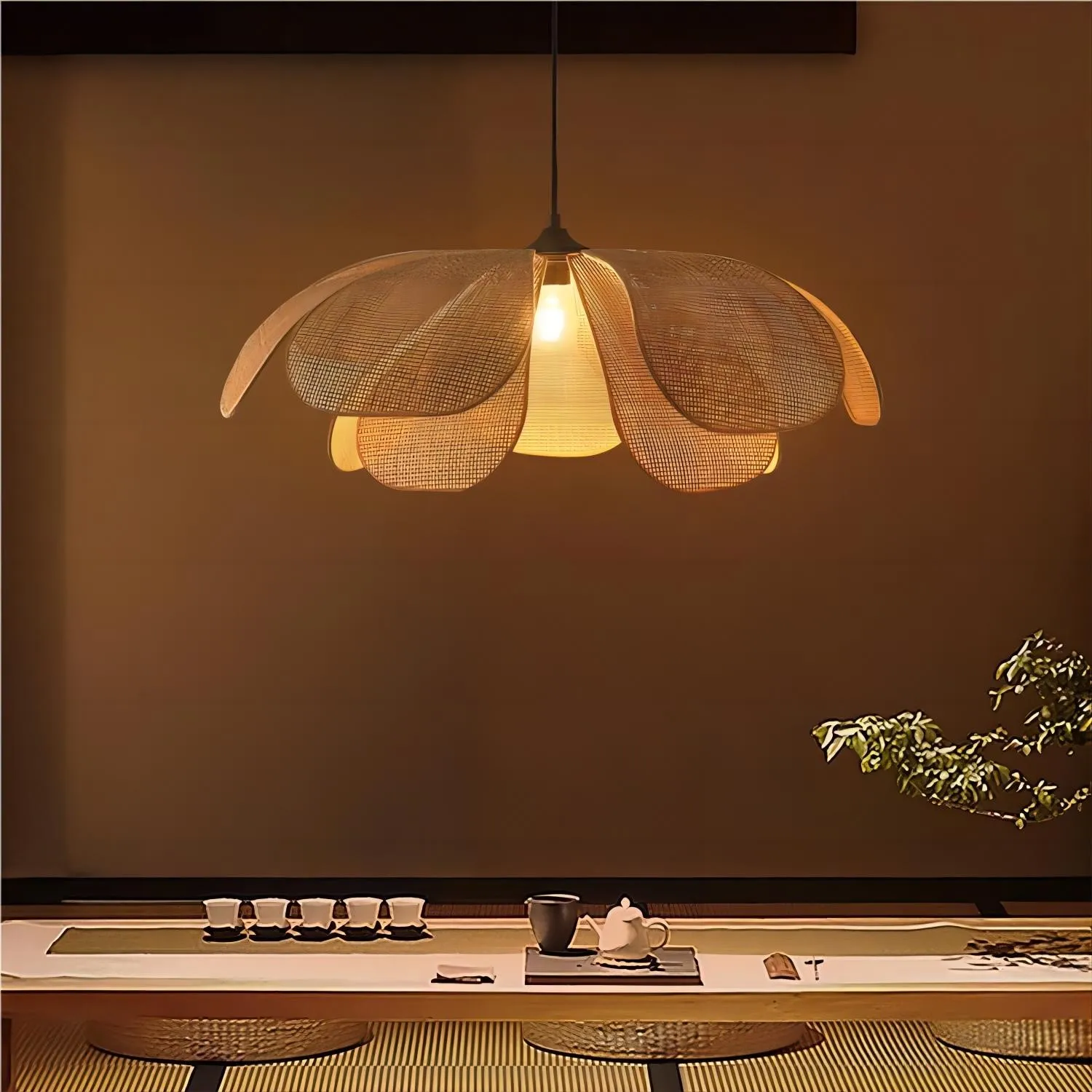 Rustieke rotan bloemblaadje design kroonluchter HL126