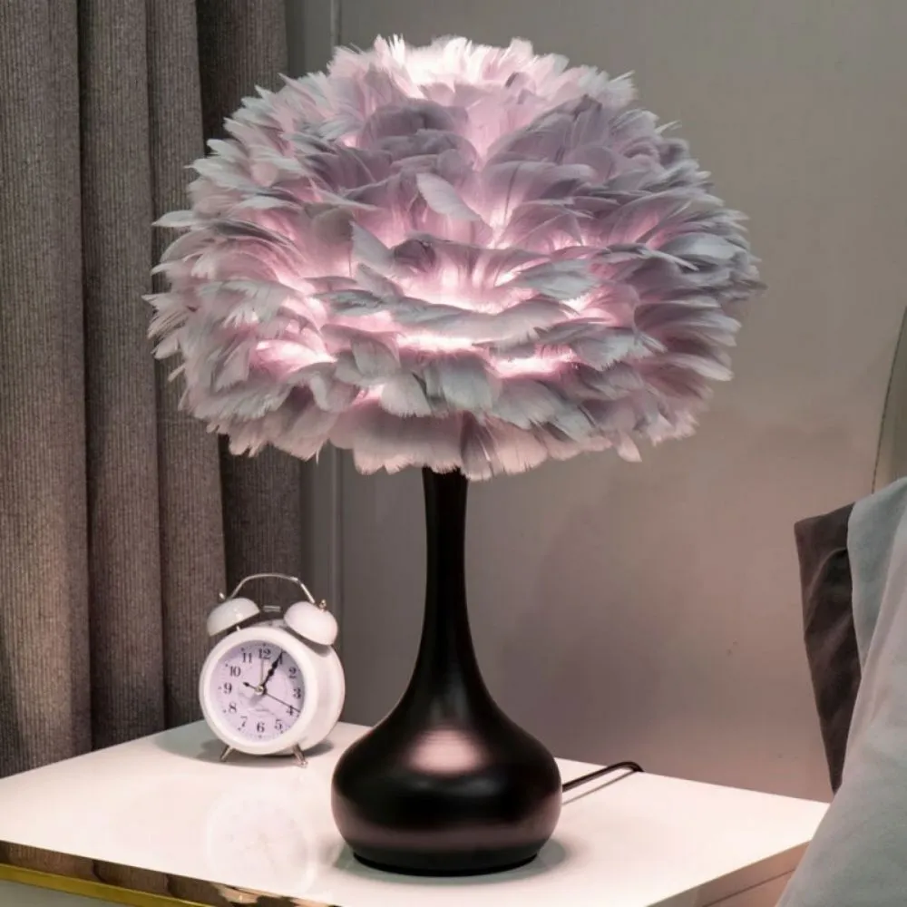 Luxe LED pluizige veer tafellamp HL08
