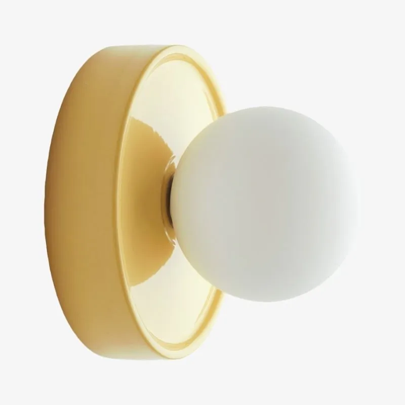 Solna ronde glazen wandlamp met keramische voet - minimalistische verlichting voor slaapkamer of hal HL1932