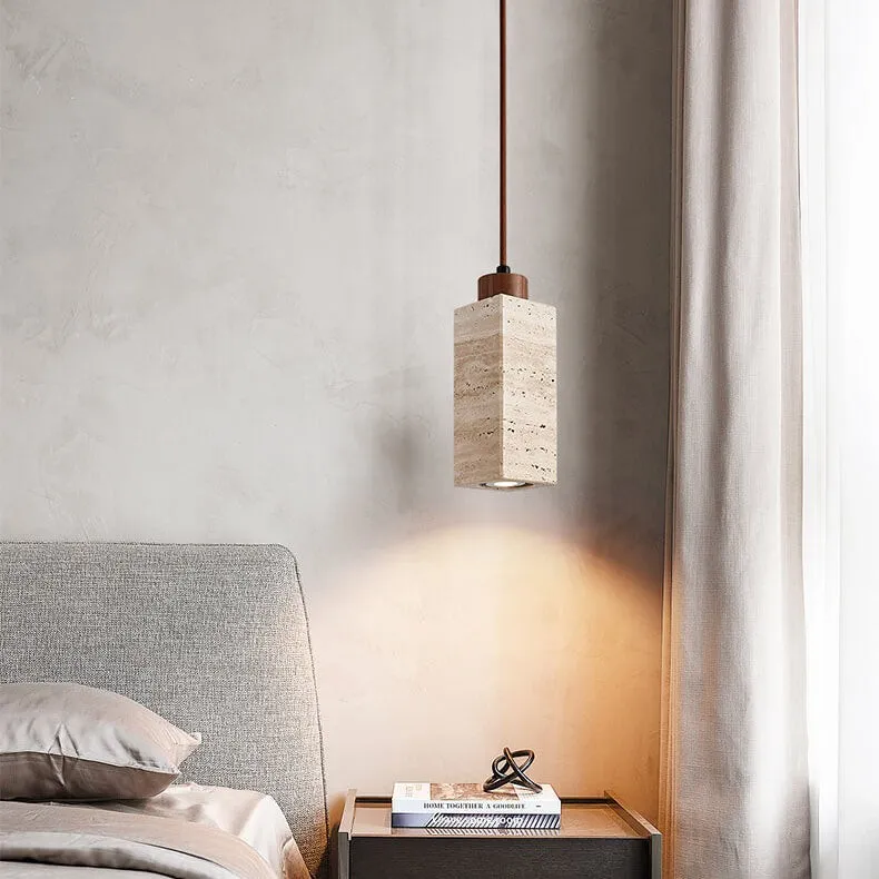 Wabi Sabi hanglamp van massief hout en steen HL971
