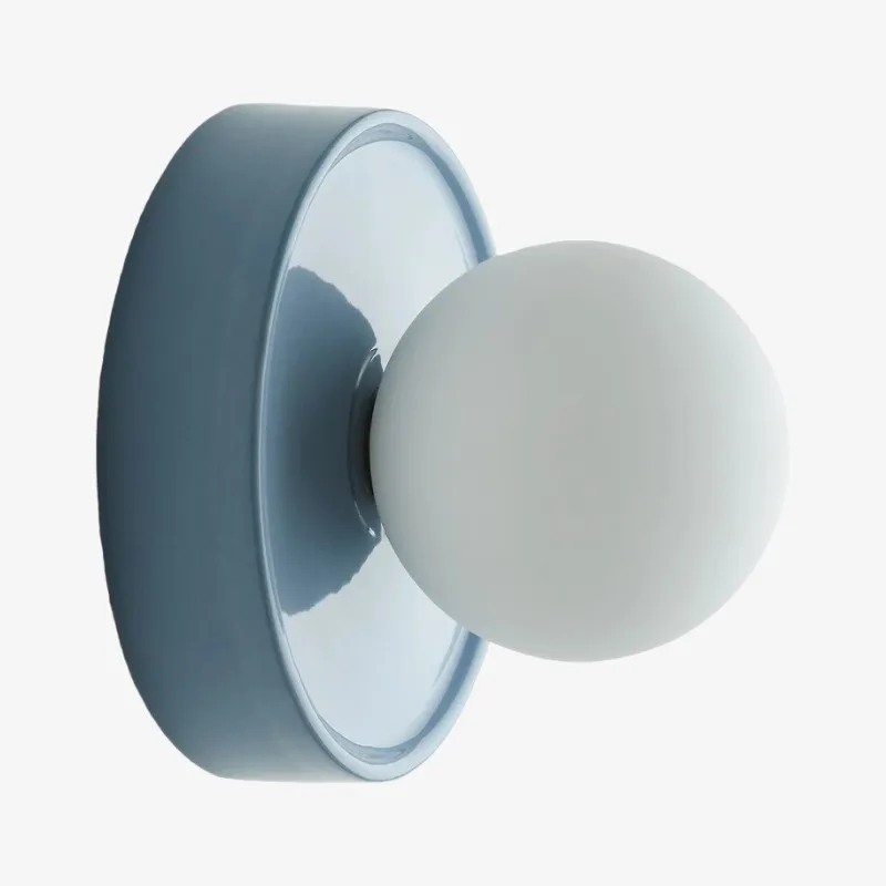 Solna ronde glazen wandlamp met keramische voet - minimalistische verlichting voor slaapkamer of hal HL1932