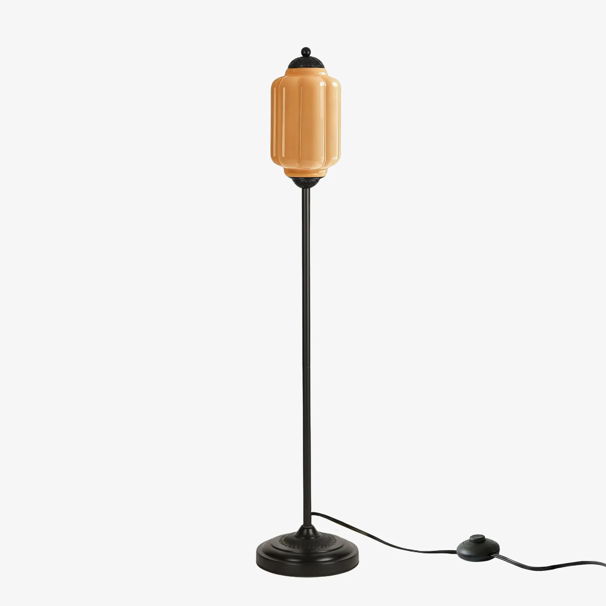 Eloise Vloerlamp van getextureerd glas in pompoenvorm - Organisch artistiek ontwerp en retrostijl voor de woonkamer HL2510