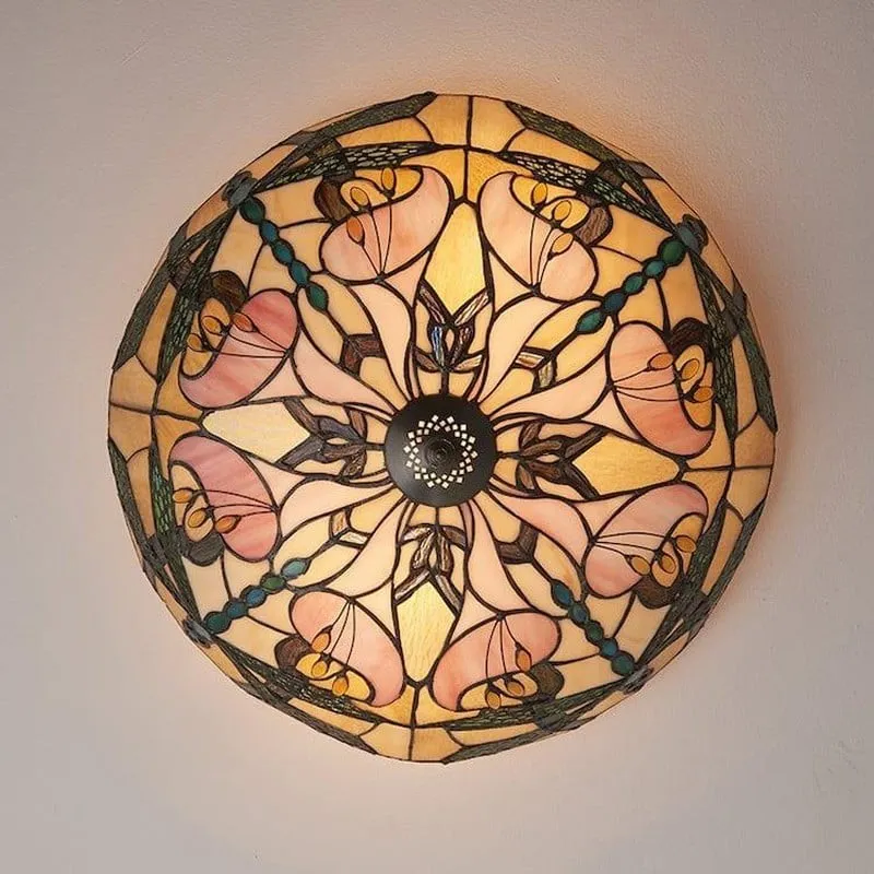 TF Ashton Tiffany glazen plafondlamp met libellemotief - overgangsstijl voor slaapkamers en woonkamers HL2256