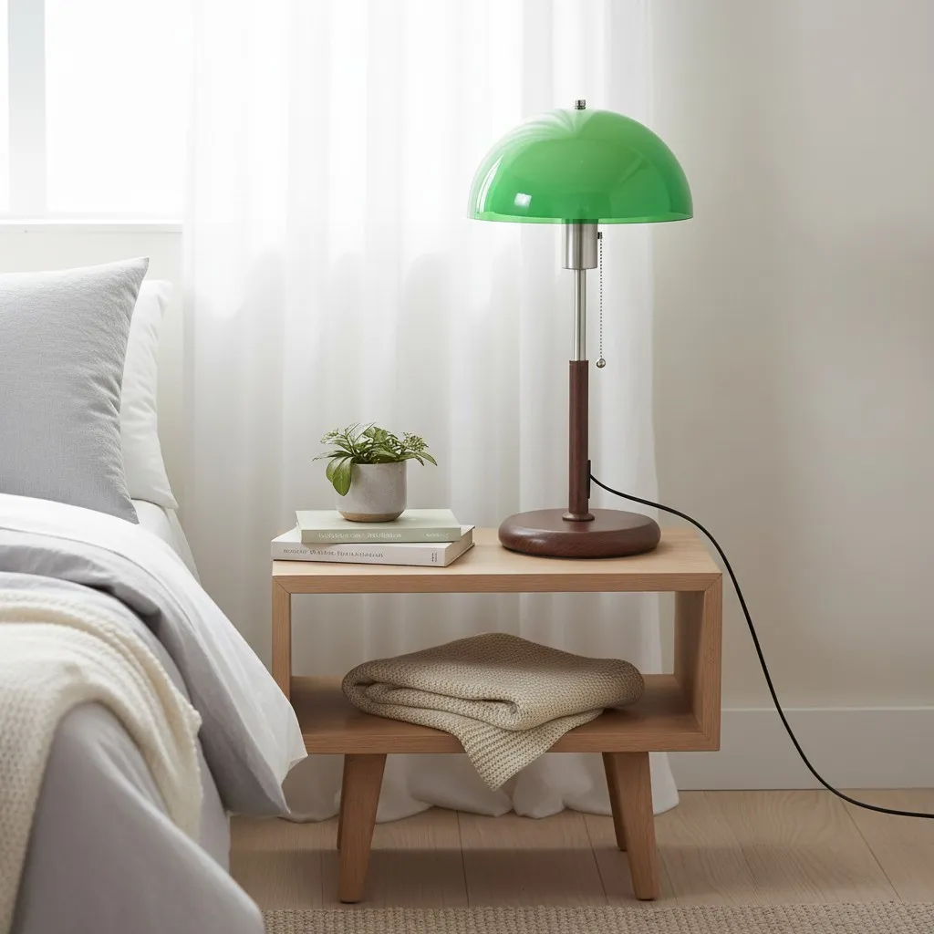Afterglow tafellamp met ronde kap, accentlamp voor naast het bed - moderne retrostijl voor de slaapkamer HL2361
