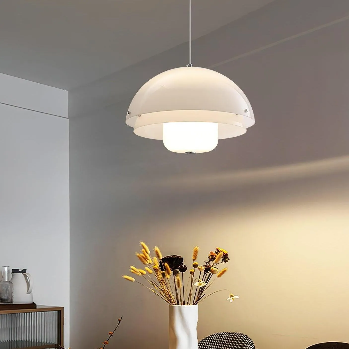 Moderne Melk Witte Multilagen Sferische Hanglamp HL309