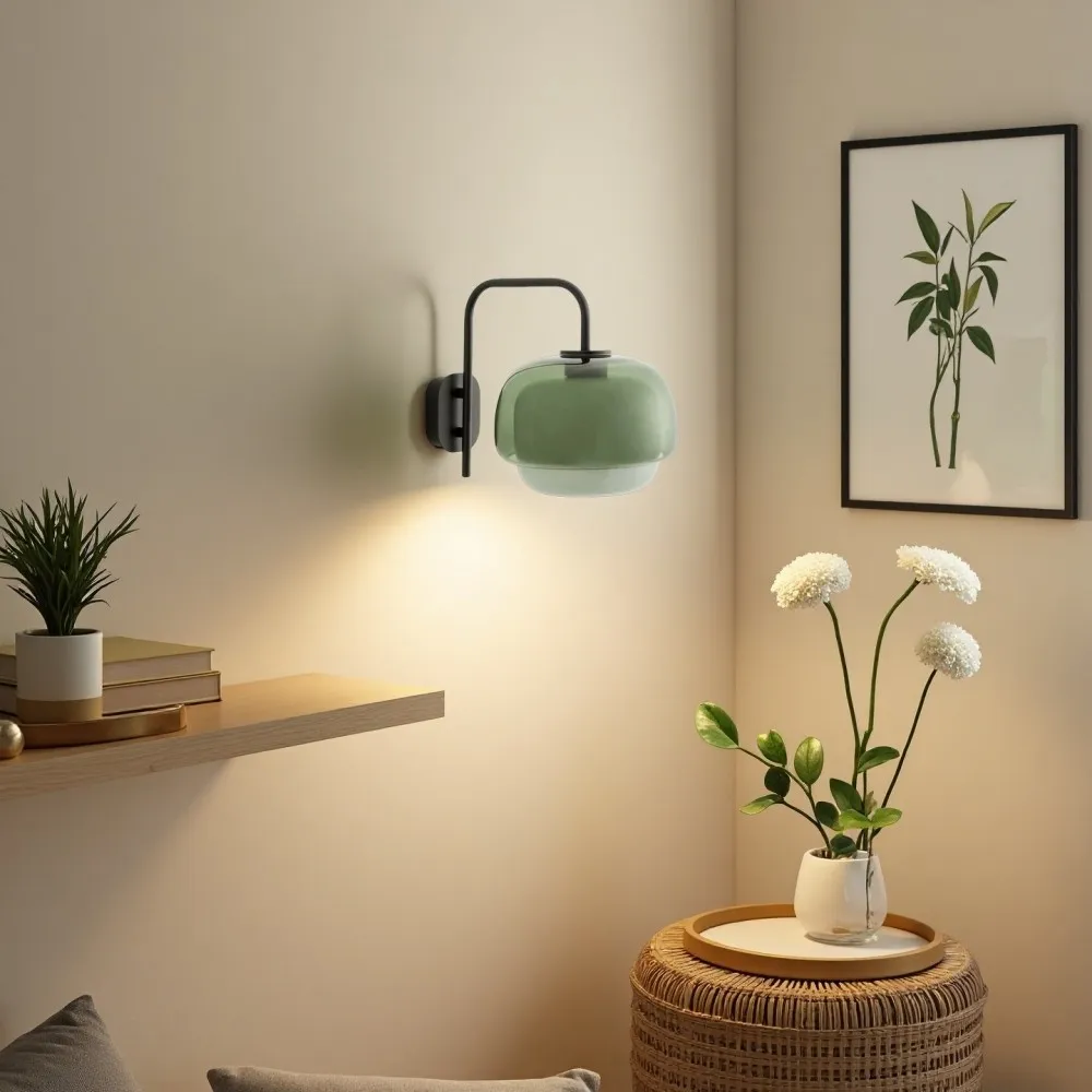 Clinco Wandlamp van gekleurd glas - Dubbele bolvormige lamp in de vorm van een paddenstoel HL1097
